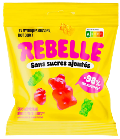 Oursons Fruits Lisses sans Sucres Ajoutés🍬Rebelle - Sachet de 50g