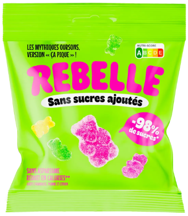 Oursons Fruits Acides sans Sucres Ajoutés🍬Rebelle - Sachet de 50g